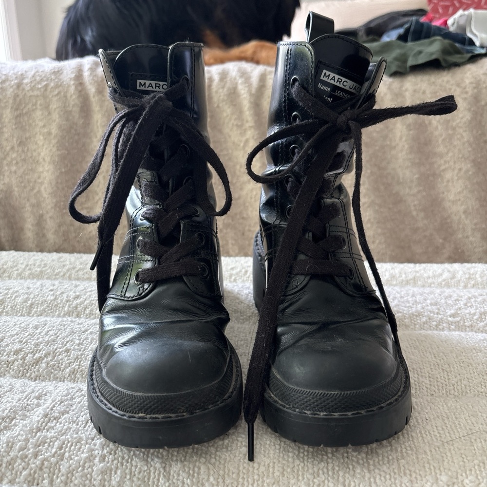Marc Jacobs Black Leather Combat Boots | Sz 36 | Fair Condition (See photos)